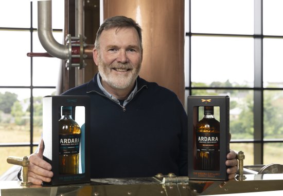 James Doherty with the very first bottles off the line for the second release of Ardara Single Malt James Doherty with the very first bottles off the line for the second release of Ardara Single Malt