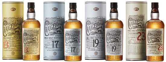 Craigellachie 13, 17, 19 and 23 Year Old Single Malt Whisky.
