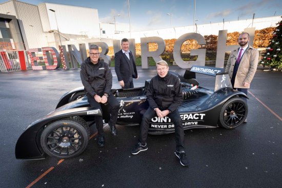 Mika H�kkinen and the Johnnie Walker Caparo T1 supercar at Edinburgh Airport to promote the Diageo anti drink driving campaign, #JOINTHEPACT and to encourage passengers to never drink and drive.