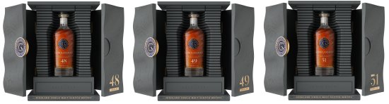 Glenglassaugh 48 Year Old, 49 Year Old and 51 Year Old Serpentine Coastal Cask Collection.