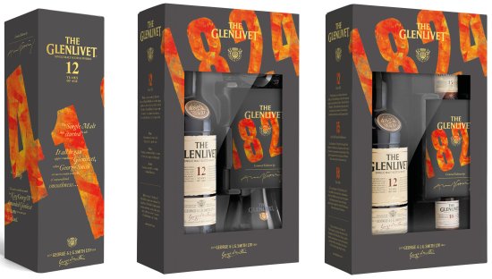 The Glenlivet 12 year old limited edition Christmas gift packs.