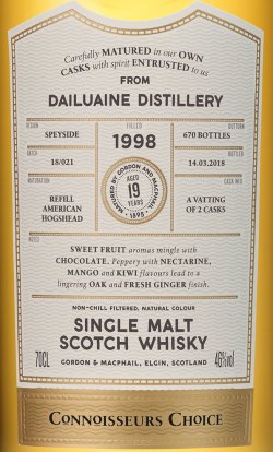 New look Gordon & MacPhail Connoisseurs Choice whisky bottle label.