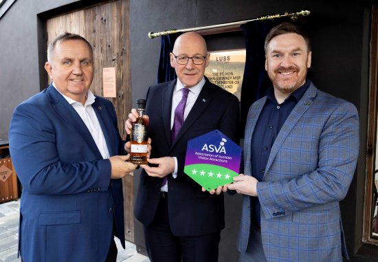 L-R -Colin Mathews CEO of Loch Lomond Group First Minster John Swinney and Michael Golding CEO of ASVA