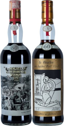 The Macallan 1926 Peter Blake and Valerio Adami bottles.