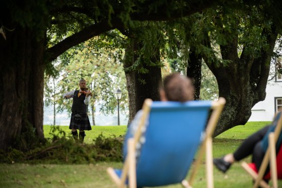 The Macallan Estate Pioneers Experience - Enjoying fiddler outside Easter Elchies House on The Macallan Estate. The Macallan Estate Pioneers Experience - Enjoying fiddler outside Easter Elchies House on The Macallan Estate.