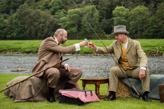 Scene from The Macallan Estate Pioneers Experience Sharing a dram while fishing on the River Spey. Scene from The Macallan Estate Pioneers Experience Sharing a dram while fishing on the River Spey.