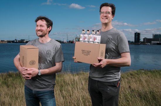 Port of Leith distillery co-founders Ian Stirling and Paddy Fletcher with Quality Control Division starter packs.