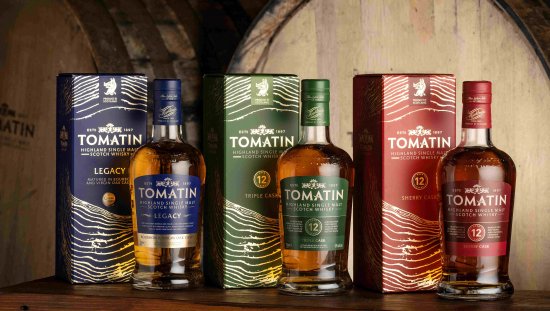 Tomatin Legacy, Tomatin 12 Year Old Triple Cask and Tomatin 12 Year Old Sherry Cask new bottle and box